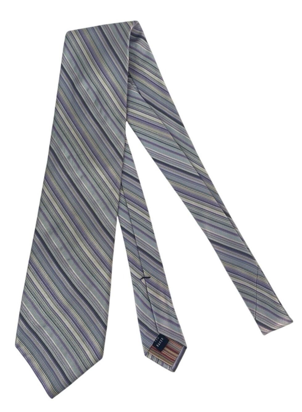 Ted Baker Easter Tie Pastel Diagonal Stripes Purple, Periwinkle, Blue 62”x3.75”